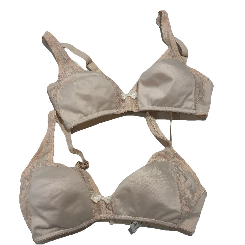 Vtg 80s Givenchy Underdressings Bra Lot 2 34C Beige Lace Soft Cup Coquette